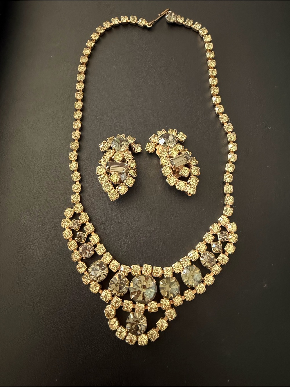 Gold-Tone Crystal Statement Necklace & Earring Set